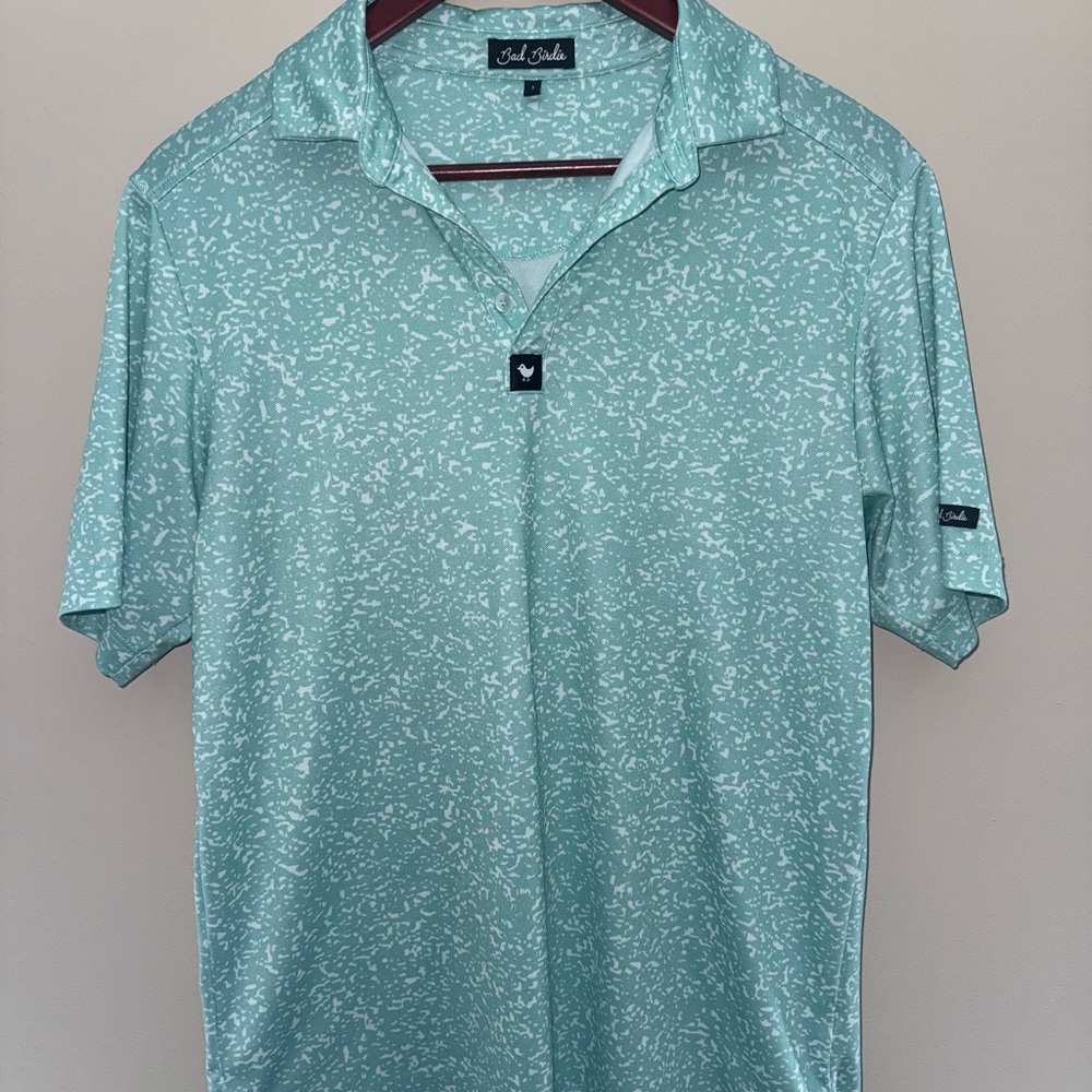 Bad Birdie Mint Patterned Polo Shirt